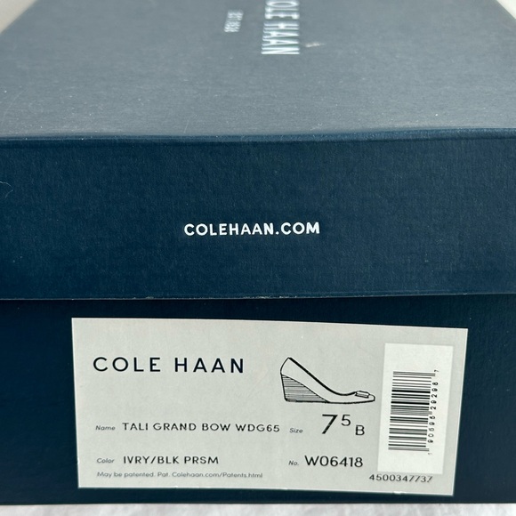 Cole Haan Tali Grand Bow Wedge, Cream Black geometric print, size 7.5B - Picture 5 of 11